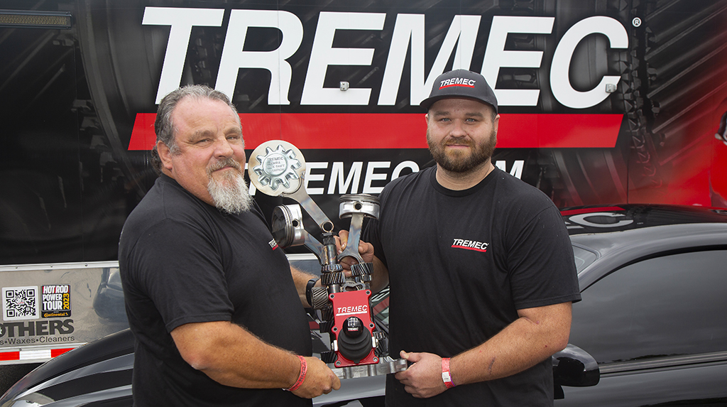 Kyle Miller and Mike Kidd with TREMEC Stick Shift Shootout Championship Trophy