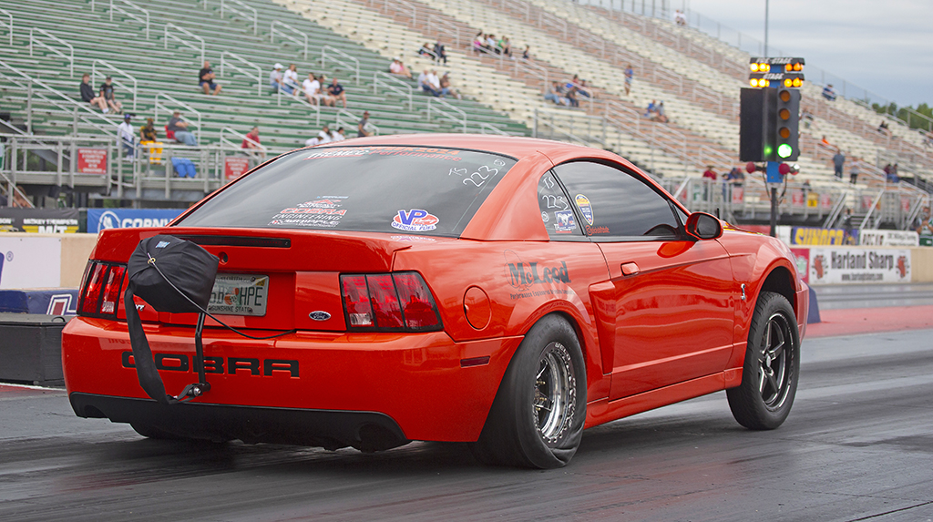 Orange Mustang Cobra Drag Racing