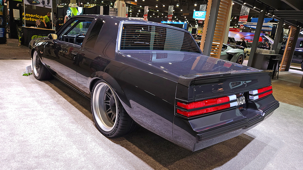 Would any Cool Cars of SEMA piece be complete without a TREMEC-equipped something from Ringbrothers? On top of that, who would have ever thought you’d see those automotive artisans from Wisconsin build a G-body Grand National? With the first look at the car you’d wonder if the 4,900 hours of build time was accurate. But as that first look lingers and really takes this Grand National in, that hours of work becomes legit. And no, this GN doesn’t have an LS conversion! Under the hood is a Duttweiler Performance-built turbocharged 3.8L V6 cranking out 1,246 horsepower thanks to a health amount of turbocharged boost. That power goes through a TREMEC Magnum 6-speed transmission from Bowler Performance. It has a Roadster Shop Fast Track chassis, monster Brembo brakes and that color is BASF Dark Vader Gray the perfect tie-in to the car’s name INVADR.