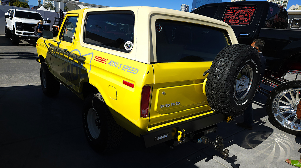 Sitting outside the main hall and gleaming in the desert sun was this bright yellow 1979 Ford Bronco belonging to TREMEC Elite Distributor Modern Driveline with a TREMEC TR-4050 4x4 5-speed manual transmission. 