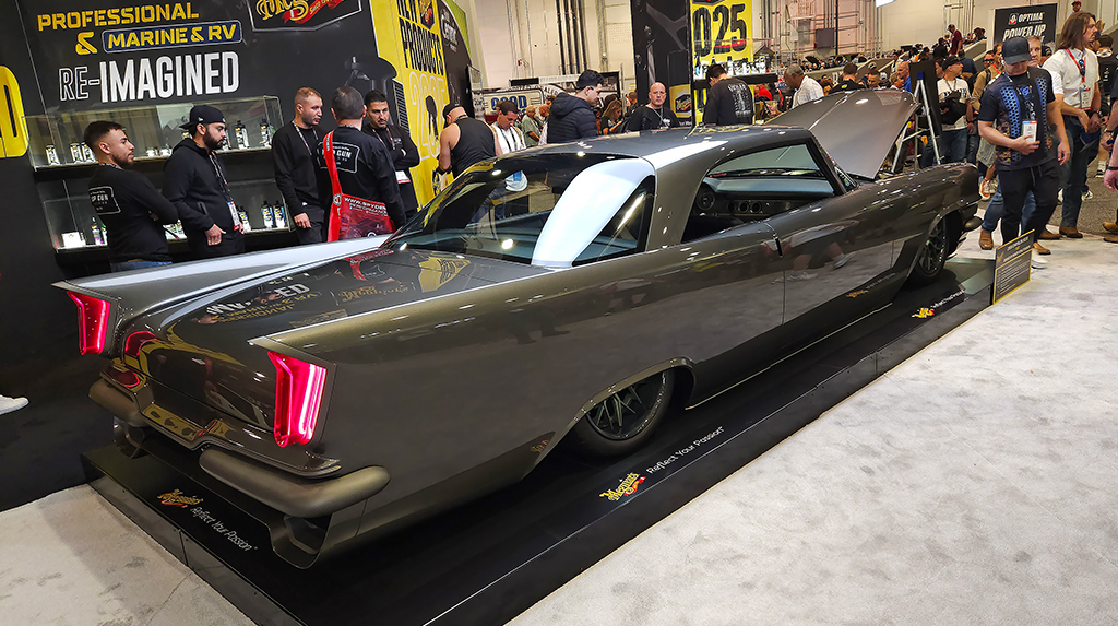 On display in the Meguiar’s booth (maybe filling the Meguiar’s booth is more accurate) was the TREMEC-equipped 1959 Chrysler 1000X we first saw at the 2024 Detroit Autorama competing for the Riddler Award. For full details on the car check out our article and video that shows the details on how this monster was built. 