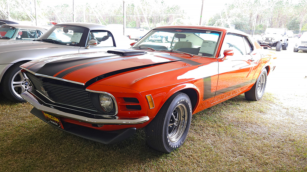 Back to cool Mustangs, this 1970 Boss 302 with Top Loader 4-speed stood out with its Calypso Coral paint and white interior. It was all original, including the factory Holley four-barrel sitting on top of the 302. It went to a new home for $101,200. Who out there would be daring enough to take a $100,000 classic Mustang and swap in a TREMEC TKX 5-speed transmission and go drive the wheels off it? 