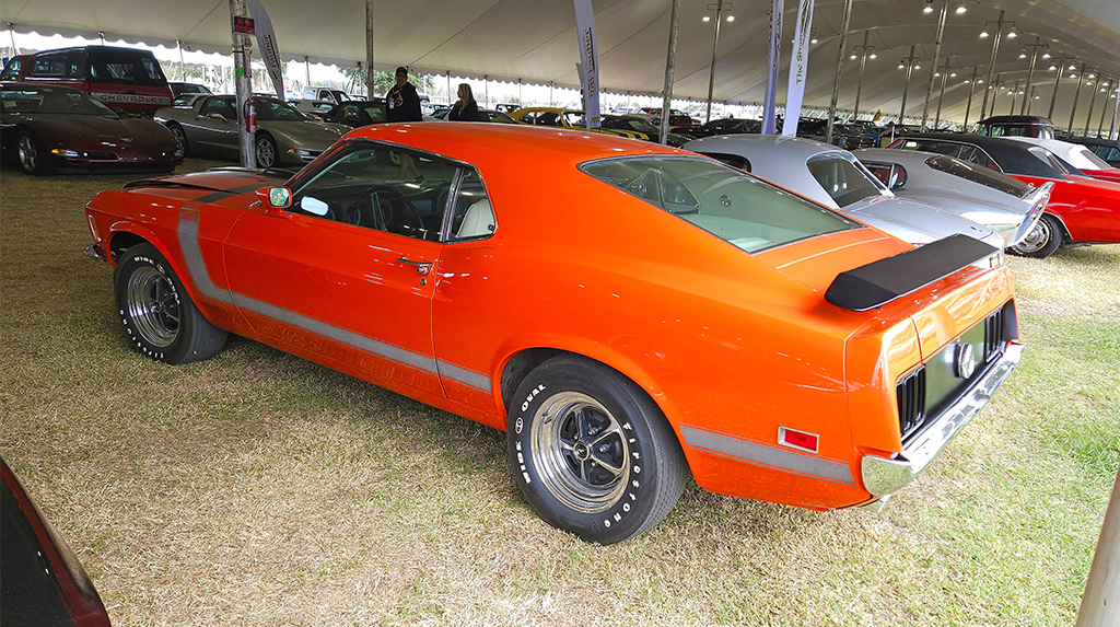 Back to cool Mustangs, this 1970 Boss 302 with Top Loader 4-speed stood out with its Calypso Coral paint and white interior. It was all original, including the factory Holley four-barrel sitting on top of the 302. It went to a new home for $101,200. Who out there would be daring enough to take a $100,000 classic Mustang and swap in a TREMEC TKX 5-speed transmission and go drive the wheels off it? 