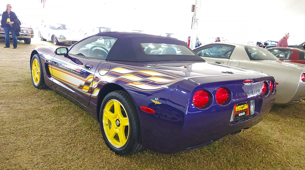 The C5 Corvette had to wait till its second year before it was tabbed to lead the Indy 500 field in 1998. GM/Corvette designer Kip Wasenko developed a special paint scheme for the Indy 500 Corvette that definitely made the car stand out. That same scheme was used for the 1998 pace car package, a $5,794.99 option for the C5 that included the TREMEC T-56 6-speed transmission. When new, this car had a window-sticker price of $50,744, but when the auction ended, this 1998 Indy 500 pace car sold for $49,500.