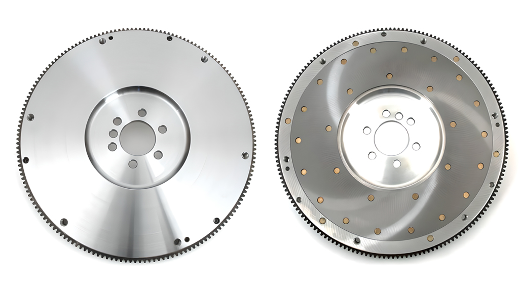 A Centerforce aluminum and steel flywheel side by side for comparison
